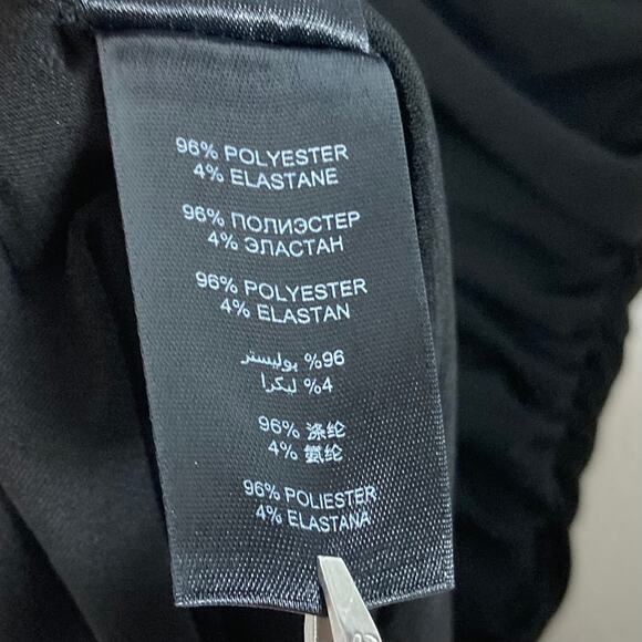 NWOT BEN DE LISI Dress US 4 Black Maxi Boat-Neck Cross Ruch Slit Side Stretch - Picture 11 of 15